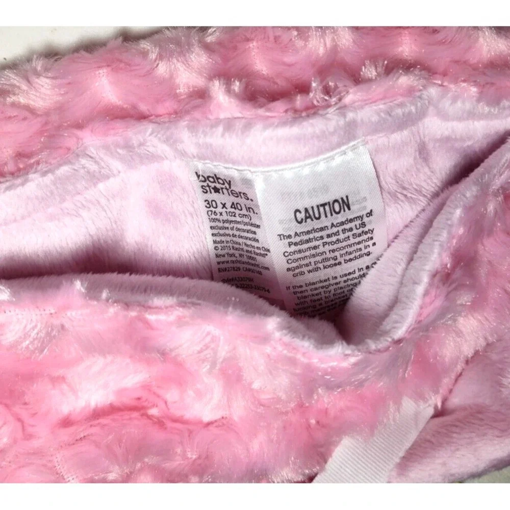 Baby Starter's Pink‎ Rosette Girl Blanket Blonde Bows Soft Velour Lovey NWT